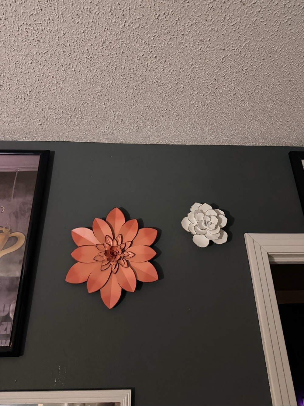 Coral Metal Flower Wall Art - Large